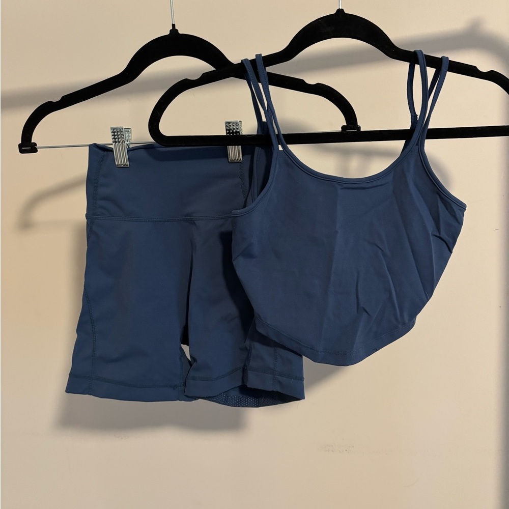 Buffbunny Blue Athletic Tank and Biker Shorts Set
